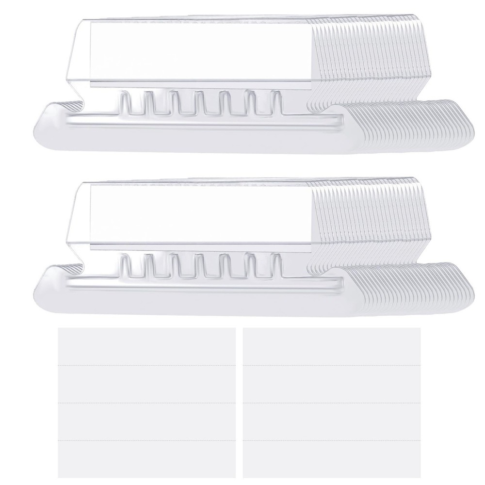 File Folder Tabs 40PCS Suspension Hanging File Folder Labels Clear Plastic Fi...