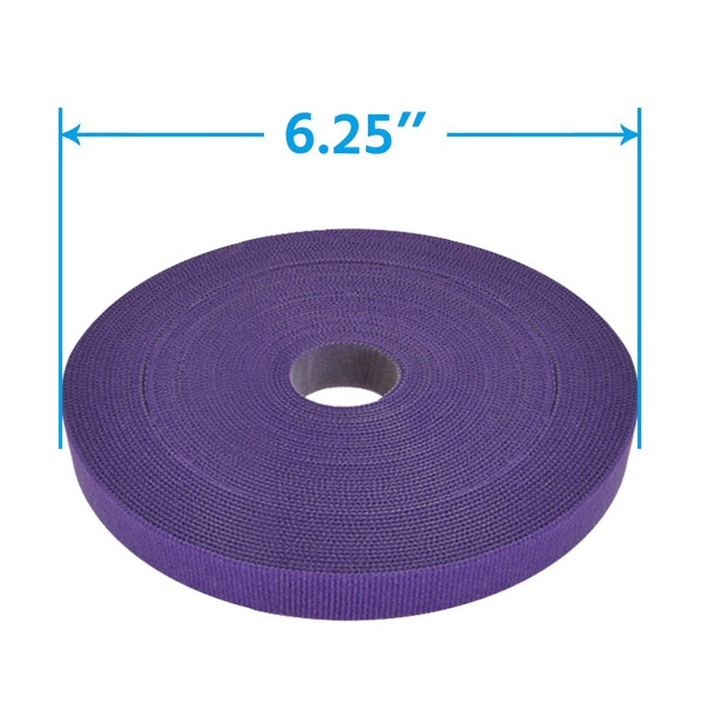 50FT Roll Reusable Hook Loop Self Attaching Cable Tie Fastening Tape Purple