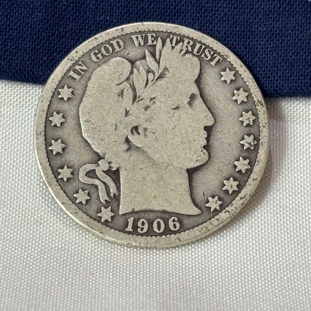 1906 D Barber Half Dollar 50C 90% Silver