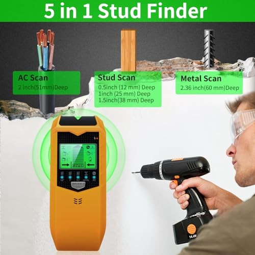 Stud Finder Wall Scanner, 5 in 1 Stud Detector with HD LCD Display for Center