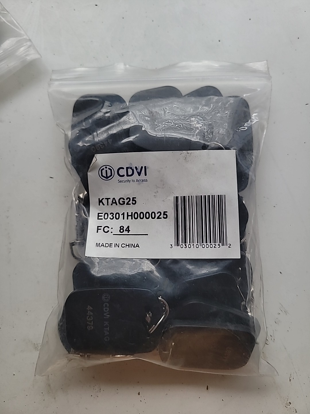 CDVI KTAG25 Black 125kHz RFID Key Ring Badge Lot of 25 Fobs Sequential Tags