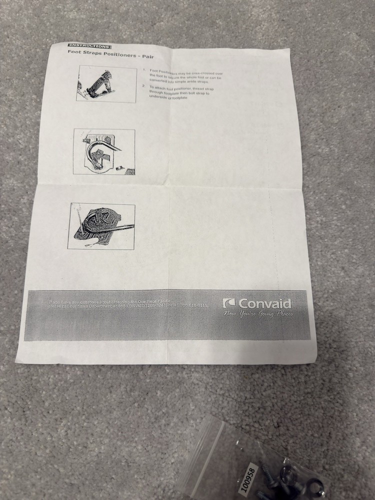 Convaid Stroller Large Foot Positioners Pair with Hardware and Instructions