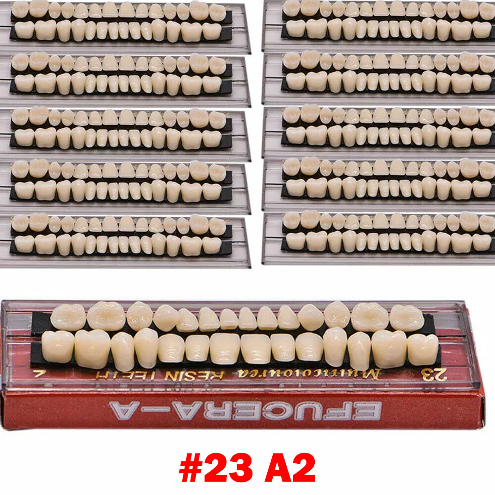 Dental Acrylic Resin Denture Shade A2 A3 Upper Lower Full Set False Teeth
