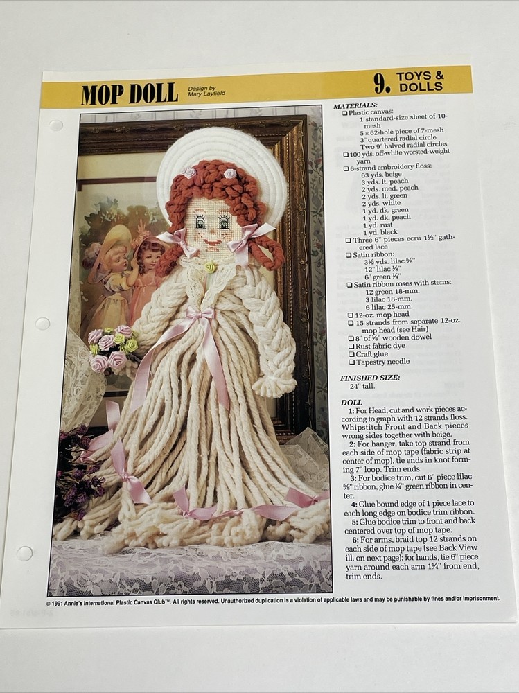 Mop Doll Annie's Attic Plastic Canvas Pattern