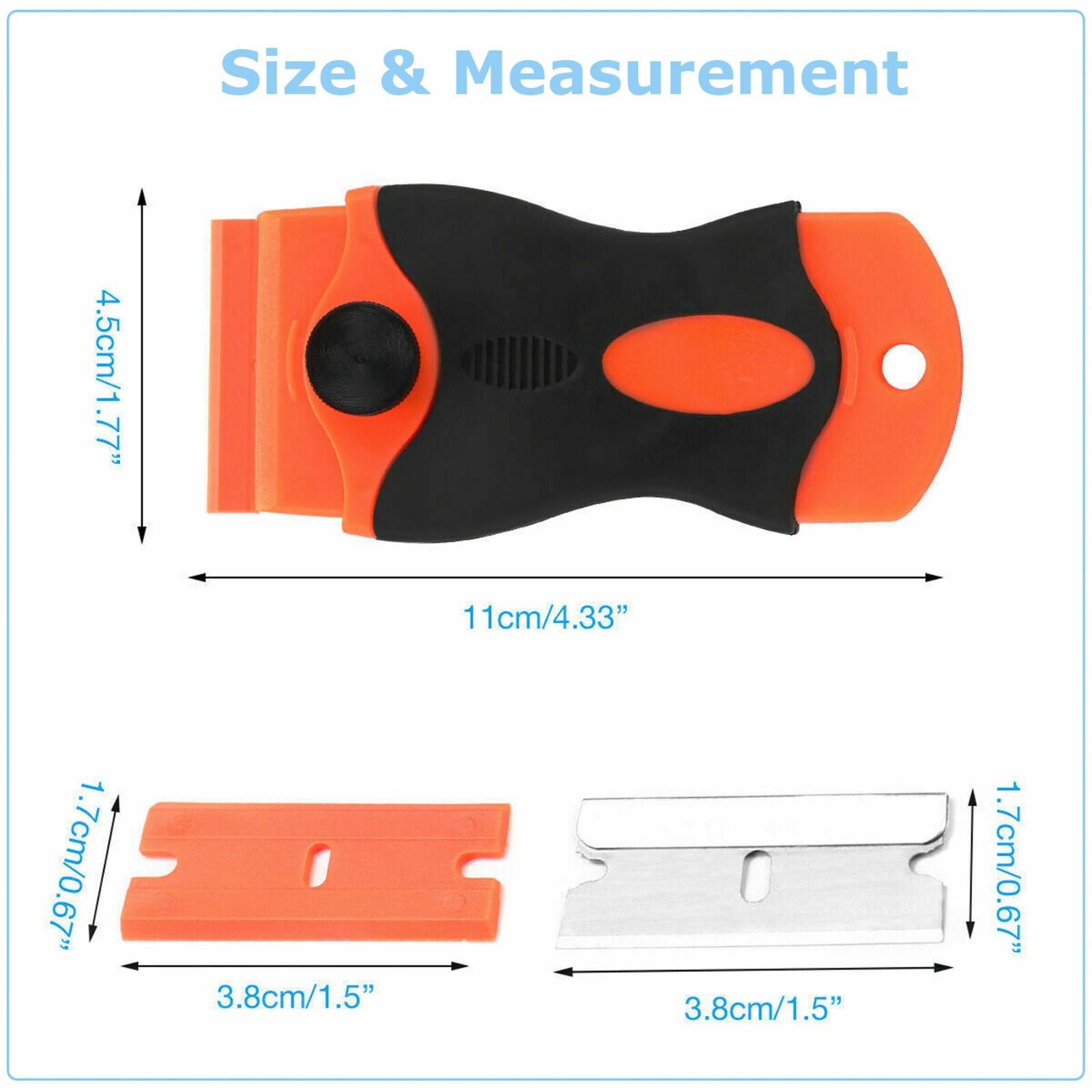 100 Pcs Plastic Razor Blades + 2 Razor Scraper Double Edged Sticker Removal Tool