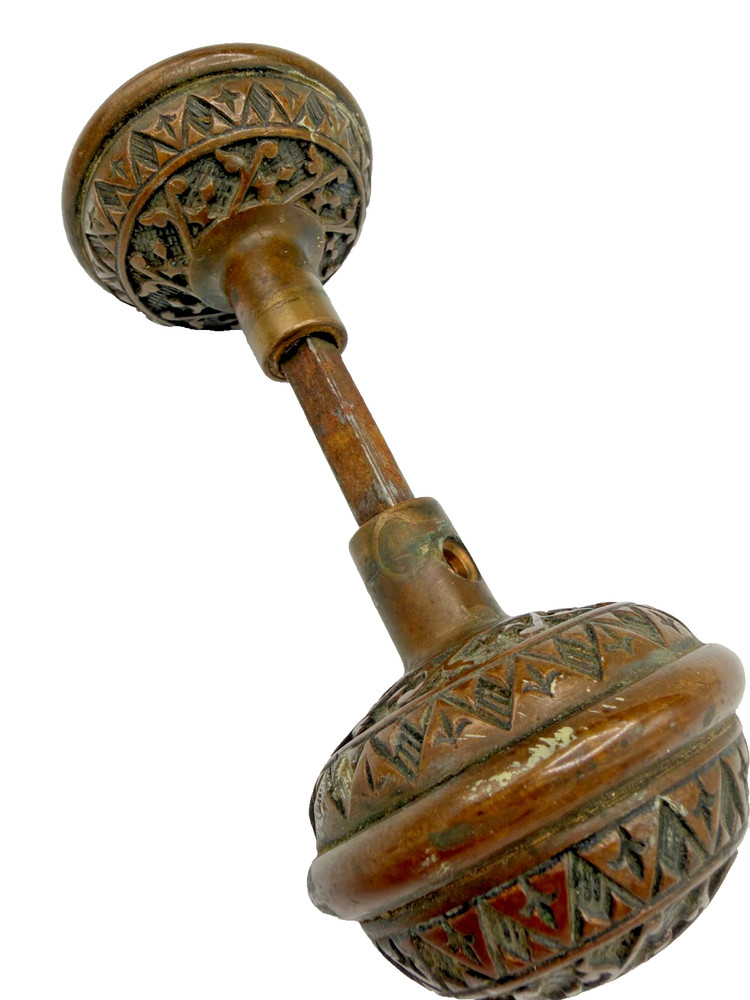 Aesthetic Movement Cast Brass/Bronze Matched Doorknob Set
