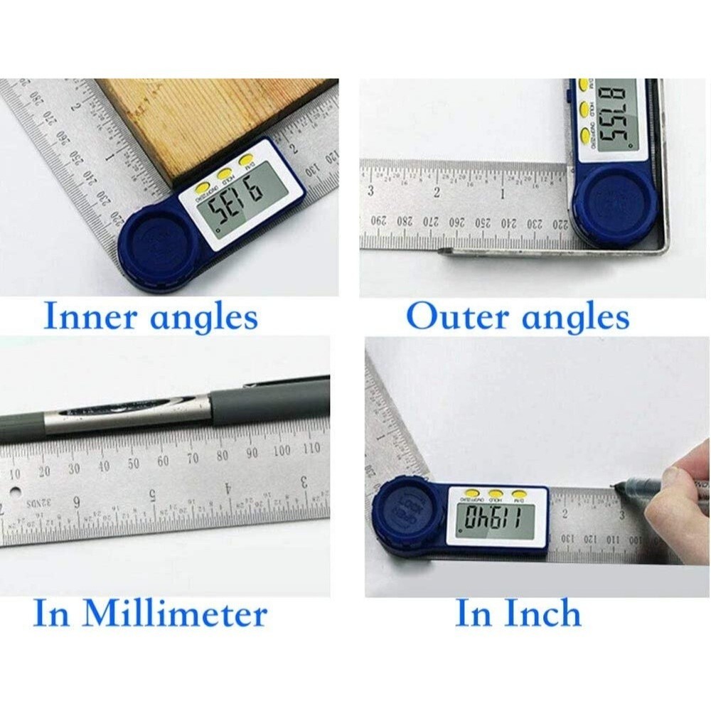 Digital Angle Finder Protractor Zeroing and Locking Function, 7-Inch Angle Ruler