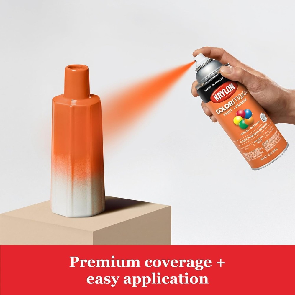 Rust Resistant 12oz Gloss Spray Paint & Primer - Pumpkin Orange for DIY Projects