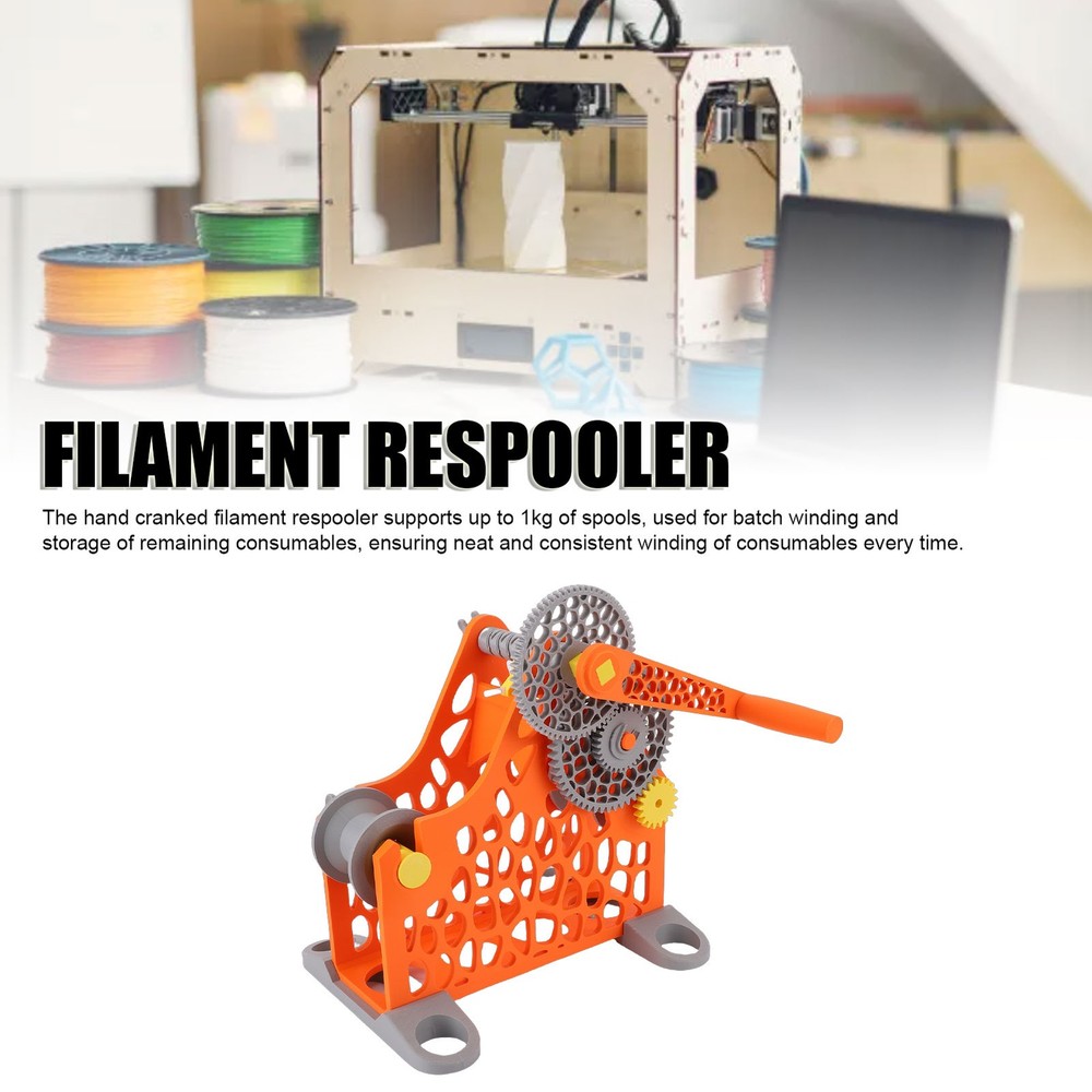 1-3D Printer Filament Respooler Hand Cranked 1kg 3D Printer Spool Rewinder