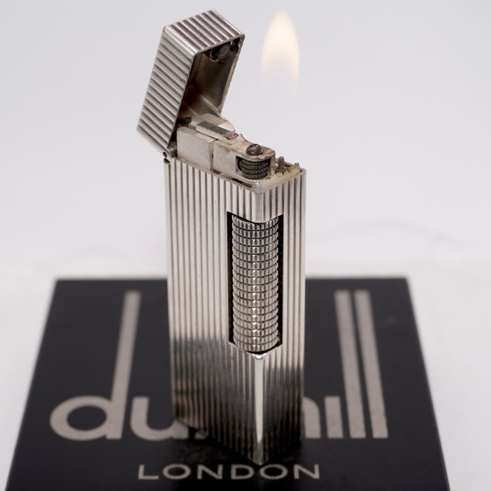 Dunhill Lighter Silver Stripe Pattern-Ultrasonically cleaned_Working