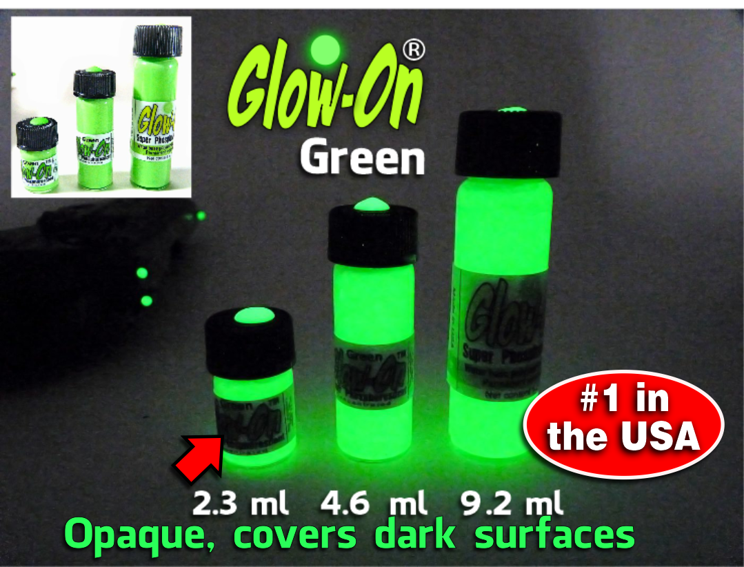 Glow-On GREEN Glow Paint For Gun Sights, Fishing Lures 2.3 ml vial, Bright!