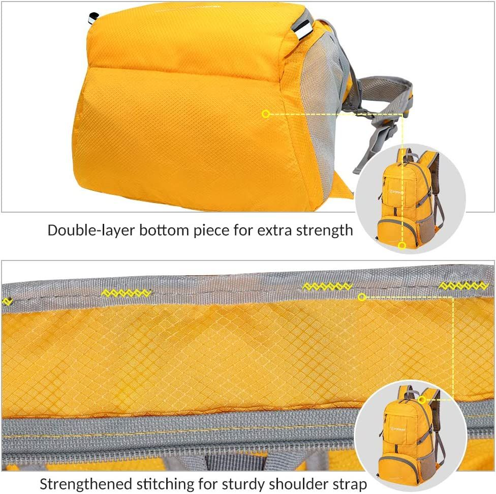 ZOMAKE Lightweight Packable Backpack 35L - Light Foldable Hiking 35 L, Yellow