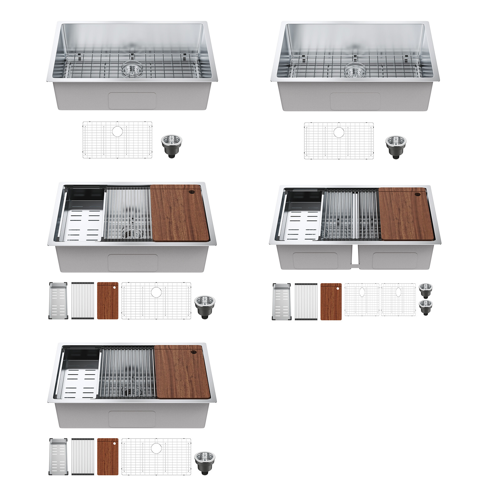 VEVOR 30"/32"/33" Drop in Undermount Kitchen Sink Single/Double Bowl Stainless