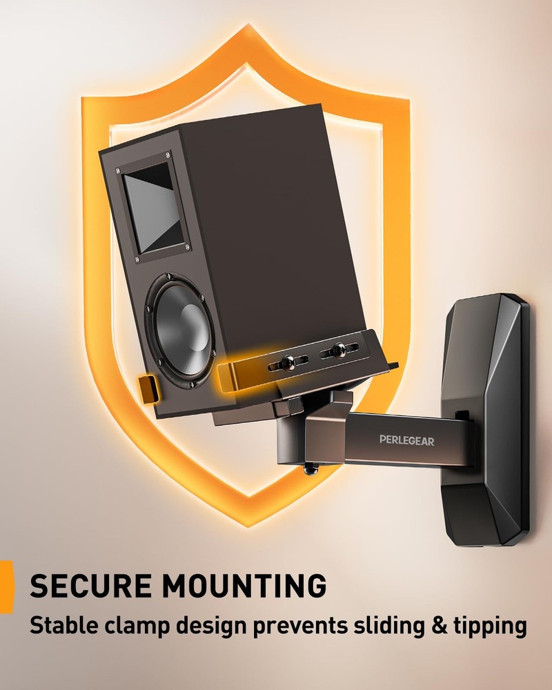 Speaker Wall Mounts, Bookshelf Speaker Mounting Brackets with Dual Side Stabl...