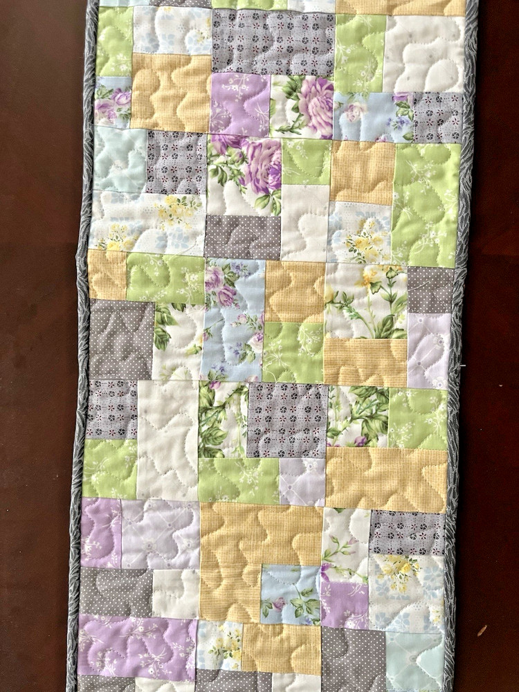 Hand Made Quilted Table Runner/ Topper~ 12" x 38" ~ Multicolored Patchwork