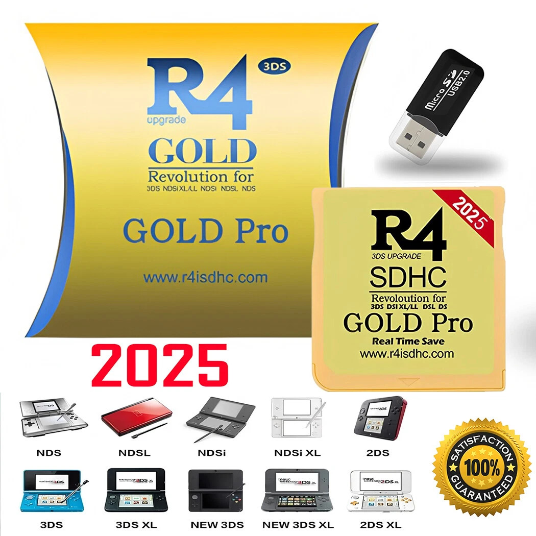 2025 Version R4 Gold Pro SDHC R4i For DS/3DS/2DS Revolution Cartridge + USB