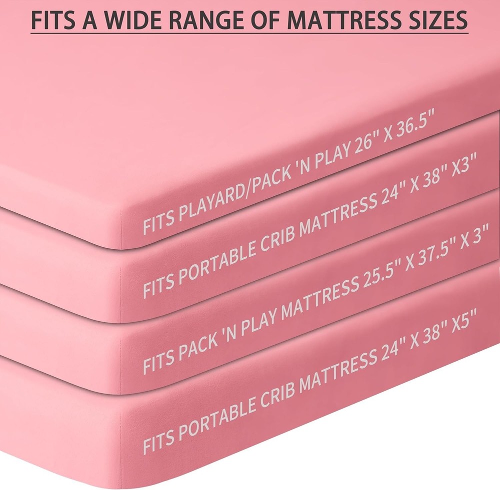 Pack and Play Sheets Fitted, 2 Pack Pack N Play Sheets for Graco Pack N Play Mat