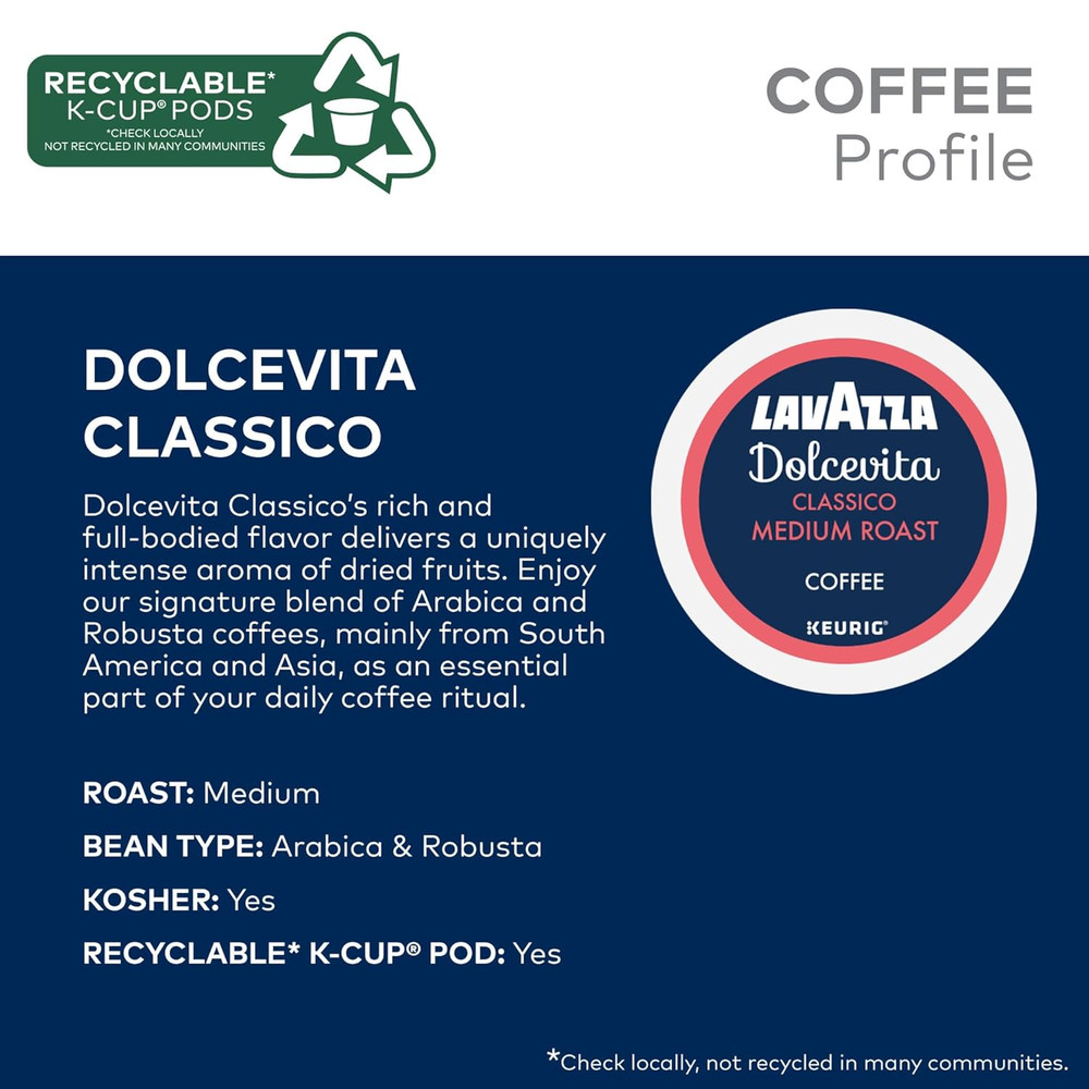 Dolcevita Classico Medium Roast K-Cup Pods, 40-Count Box