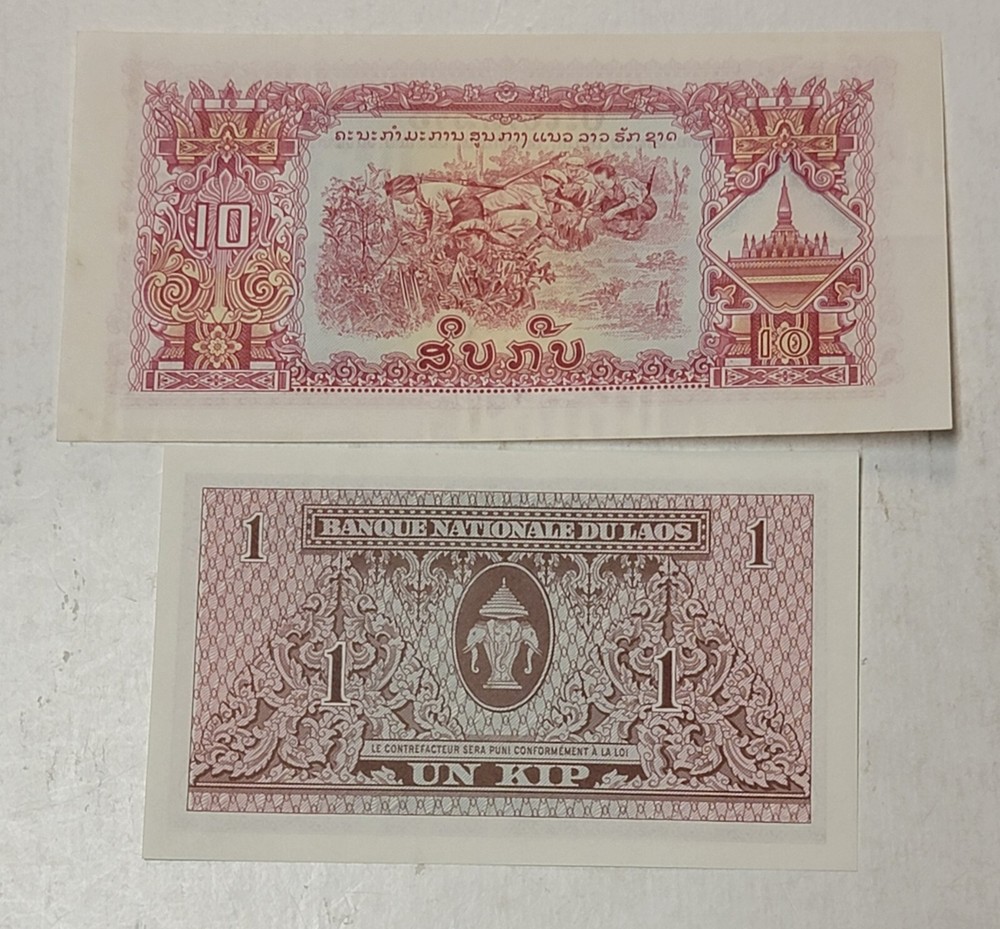 TWO LAOS NOTES, SEE PICTURES SE226 UNC.