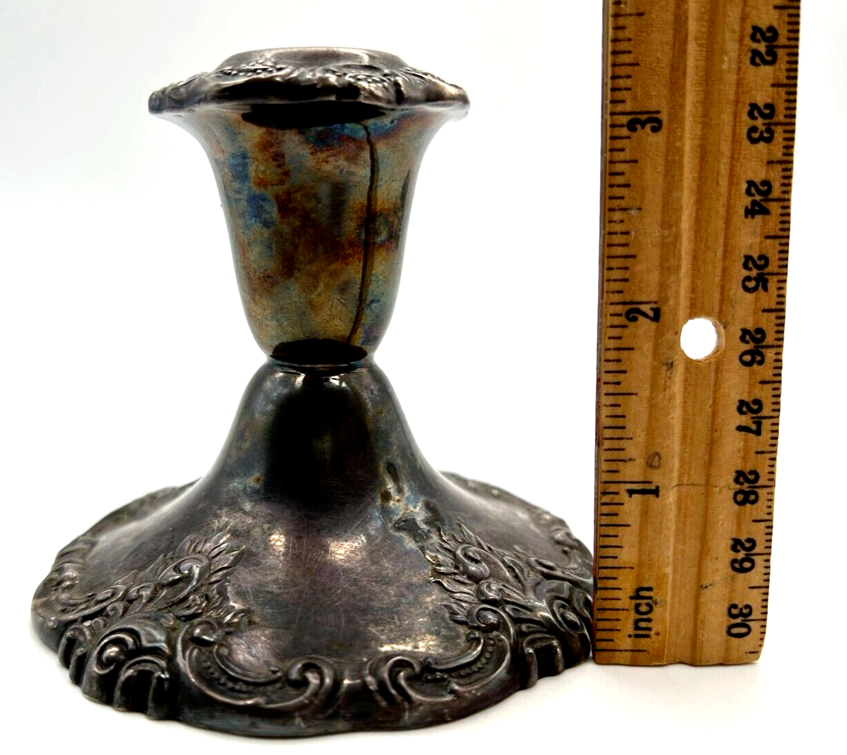 Wallace Baroque Pair of Silver Weighted Candlesticks 750