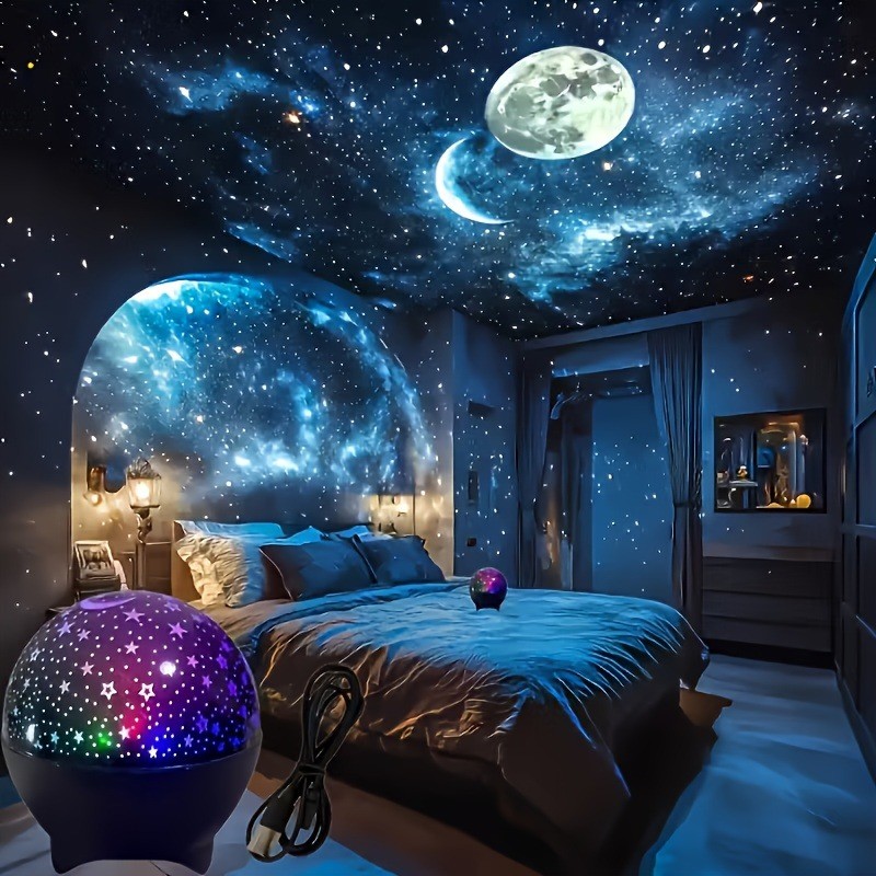 RGB Smart Projector Light with Moon & Star Projection, USB Powered