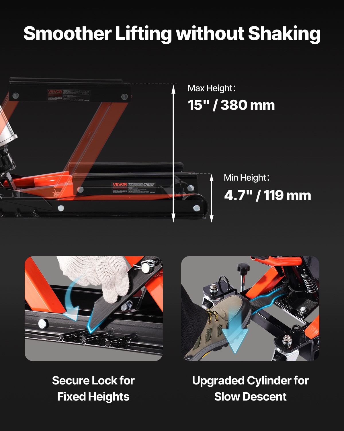 VEVOR 1500lbs Hydraulic & Pneumatic Motorcycle Jack Lift Hoist Stand Bike