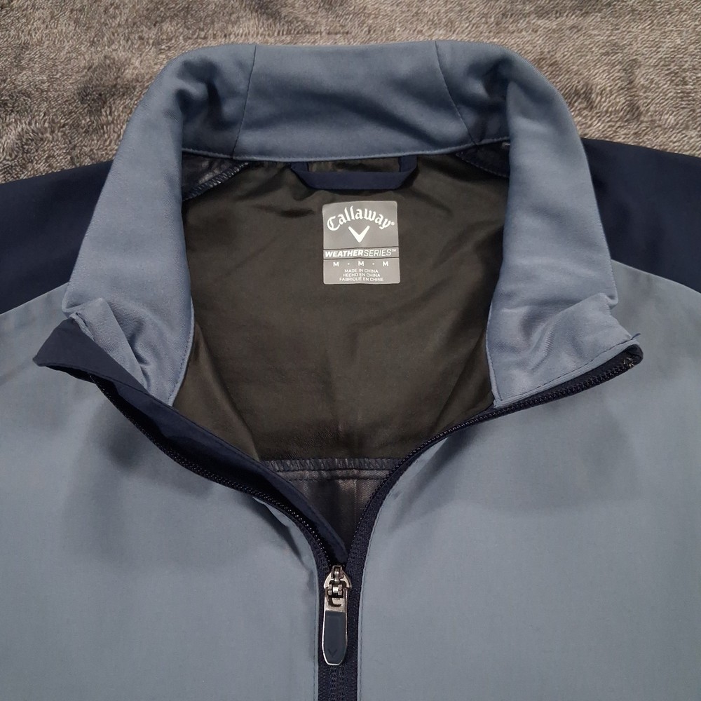 Callaway Golf Weather Series Jacket Mens Medium Navy 1/4 Zip Pullover Swing Tech