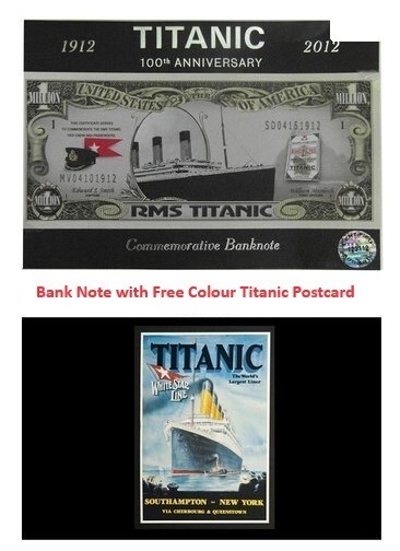 RMS Titanic 100th Anniversary Commemorative Banknote + Postcard