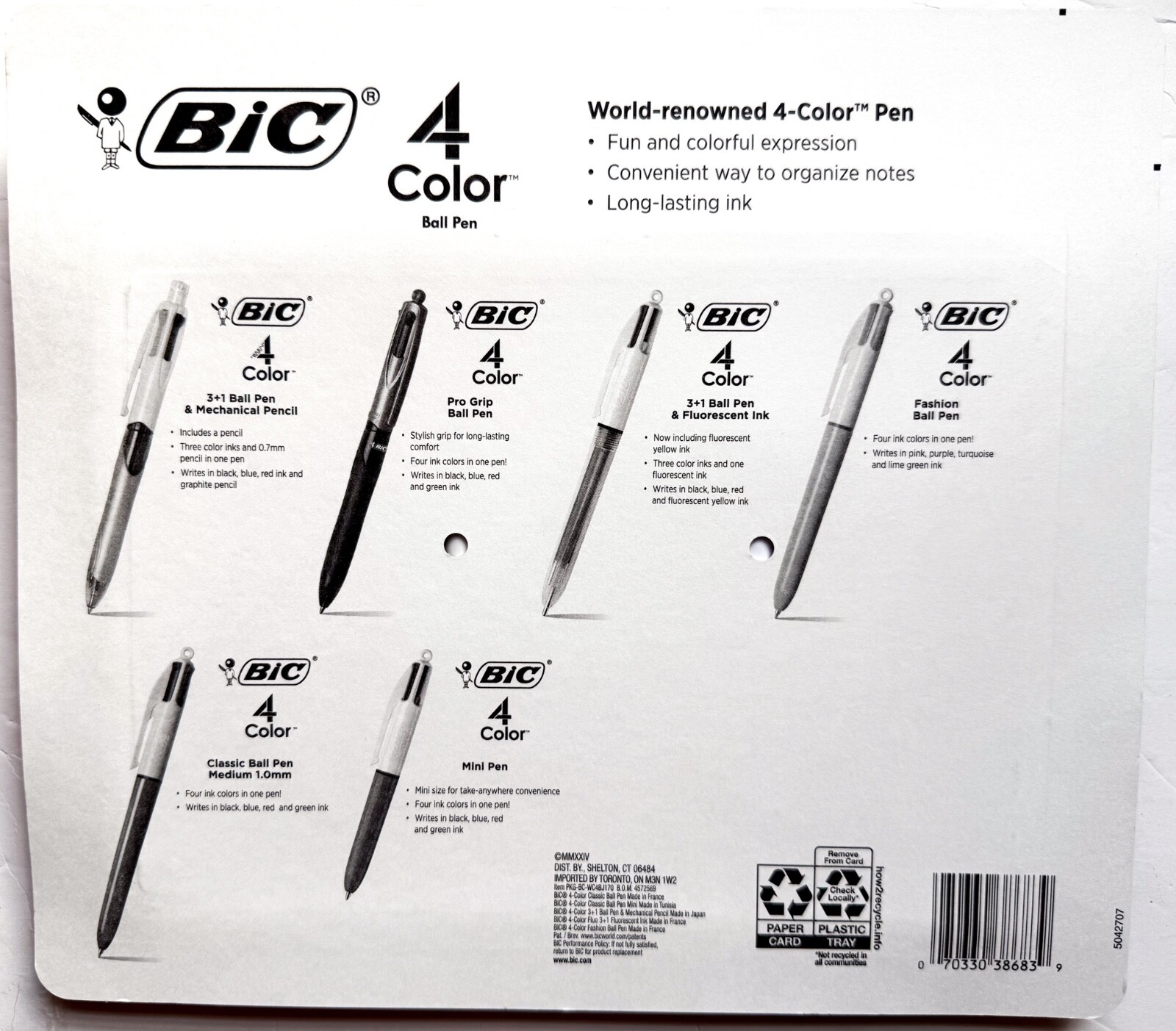 Bic 4 Color x 6 Ball Pens Set 2024 Model, Brand New-Sealed Package!