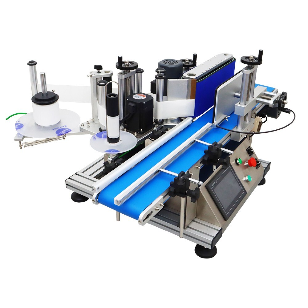 110V Automatic Conveyor Round Bottle Labeling Machine Label Applicator 4-10cm