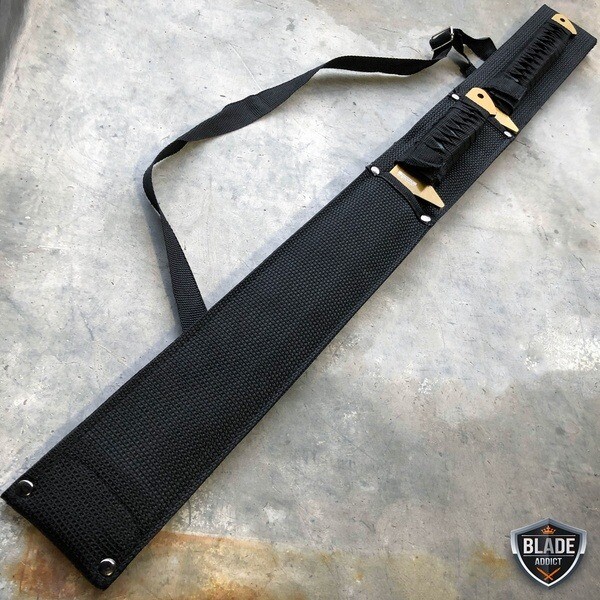 2PC 27" & 18" NINJA SWORD Fixed Blade Samurai Machete Katana KNIFE + Sheath NEW