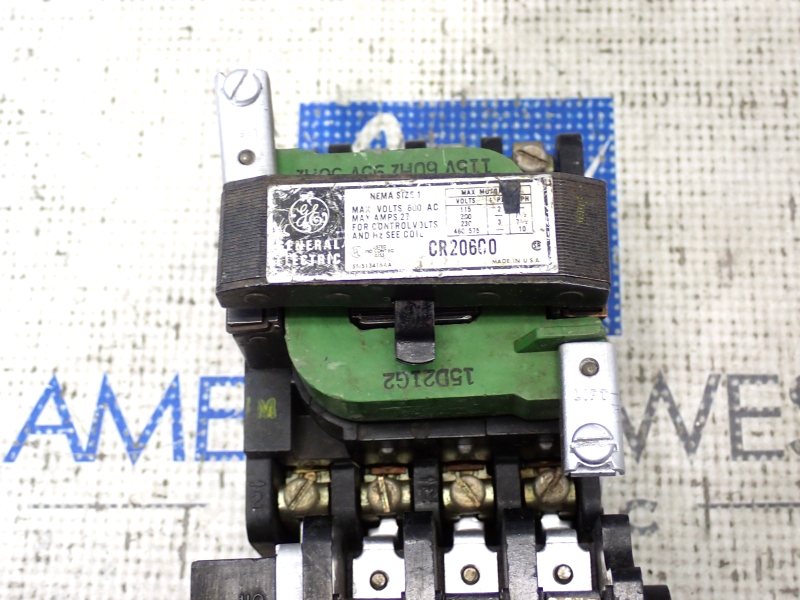 GE CR206C0 Size 1 3 Pole 27 Amp 600 Volt Starter 90/115 Volt Coil - Tested ST448