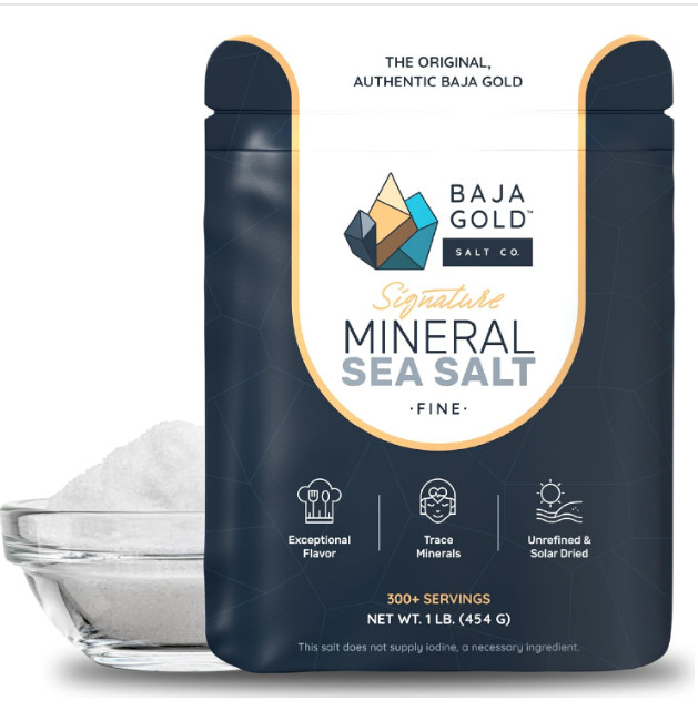 Baja Gold Mineral Sea Salt, Fine Grind, 1 Lb. Bag