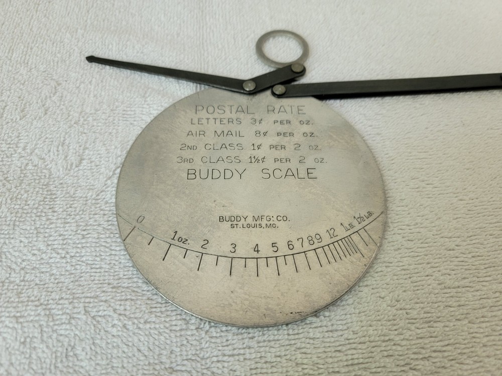 VINTAGE BUDDY MFG. HANDHELD BUDDY SCALE POSTAL SCALE