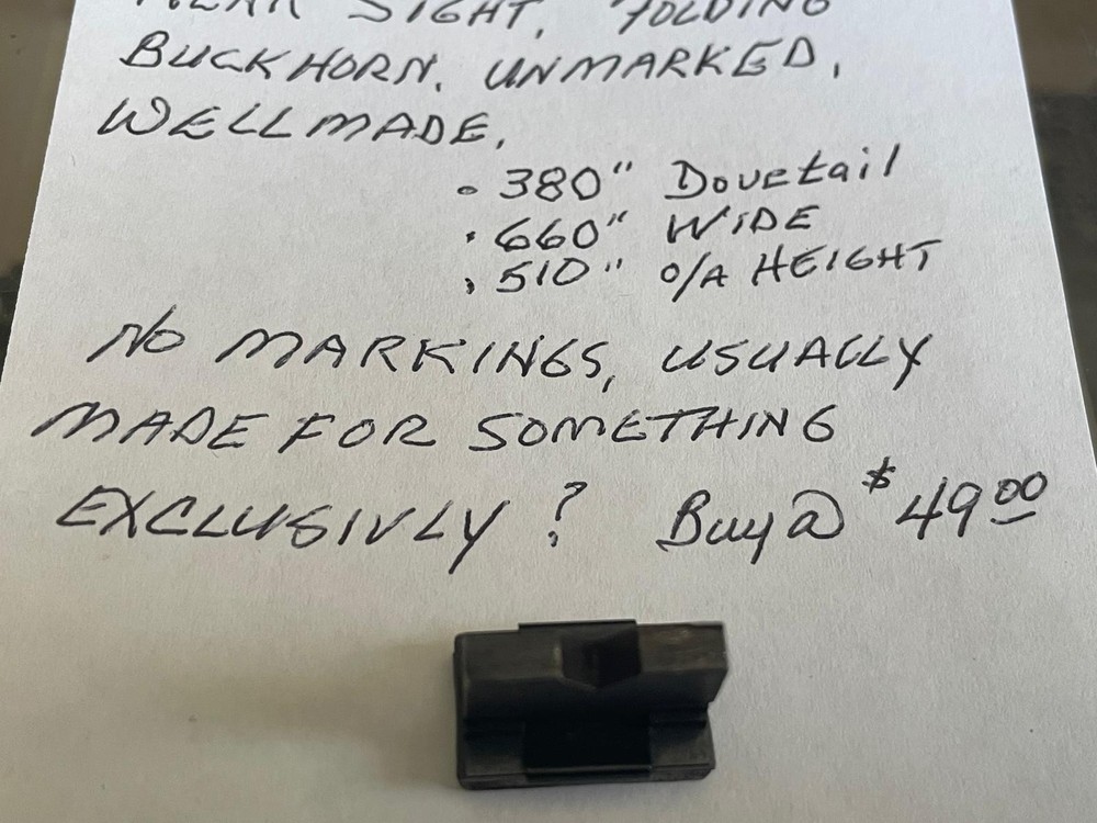 Unmarked Folding Rear Buckhorn Sight