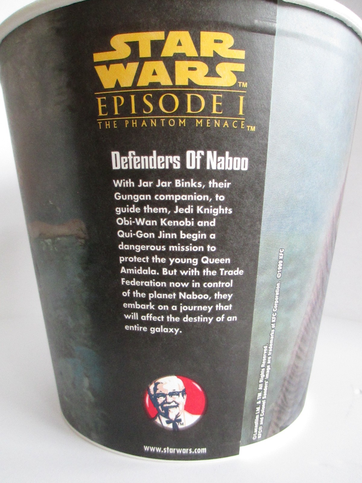 Star Wars Episode 1 KFC Jar Jar Binks Bucket with POG Topper 1999 Vintage BSMT