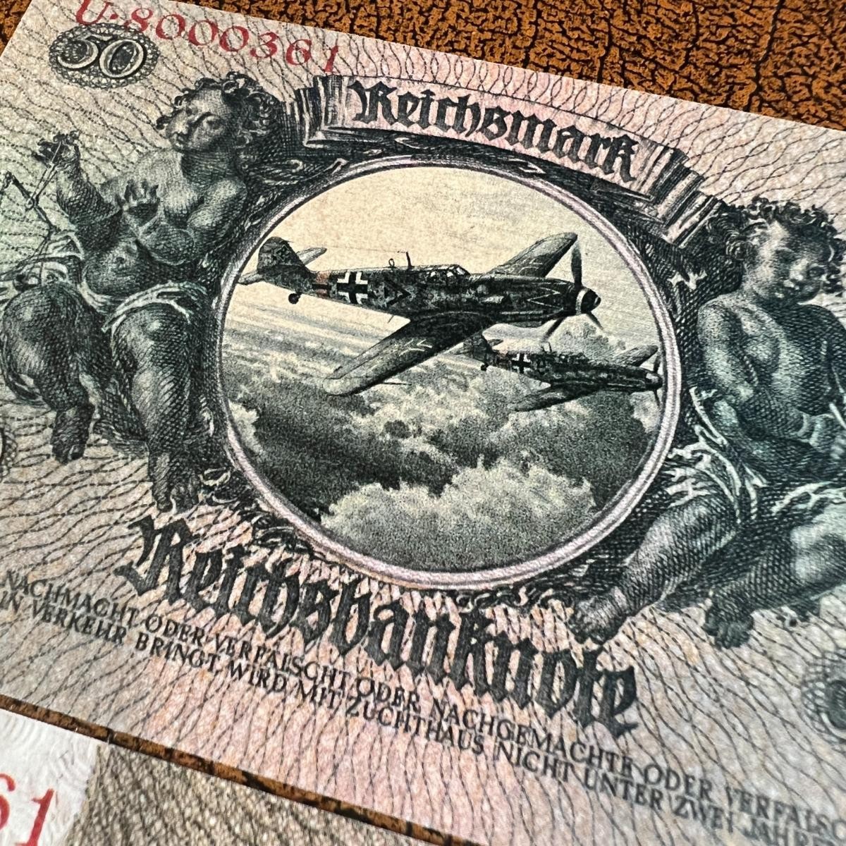 1945 Germany 5 3rd Reich set of Reichsmark banknotes. Hitler, Goebbels, Goering.