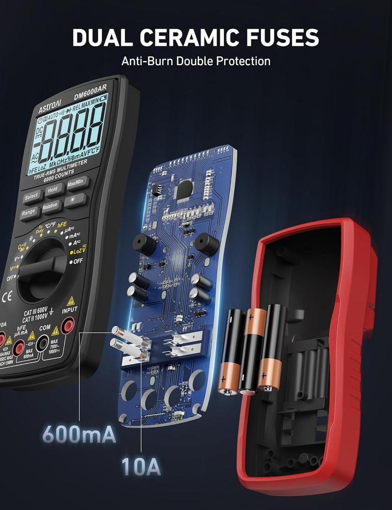 AstroAI Digital Multimeter TRMS 6000 Counts Volt Meter Ohmmeter Auto-Ranging Tes