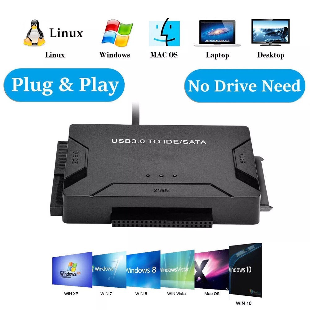 USB 3.0 to IDE & SATA Converter External Hard Drive Adapter Kit 2.5"/3.5" Cable