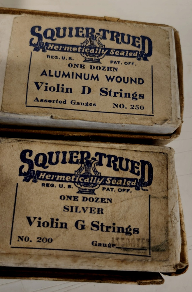 1930 NIB Squier Trued Violin Strings , Silver & Aluminum. Total 25 strings.
