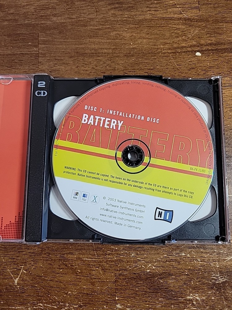 Vintage 2003 Native Instruments Battery 2 Virtual Drum Sampler Software 2 CD Set