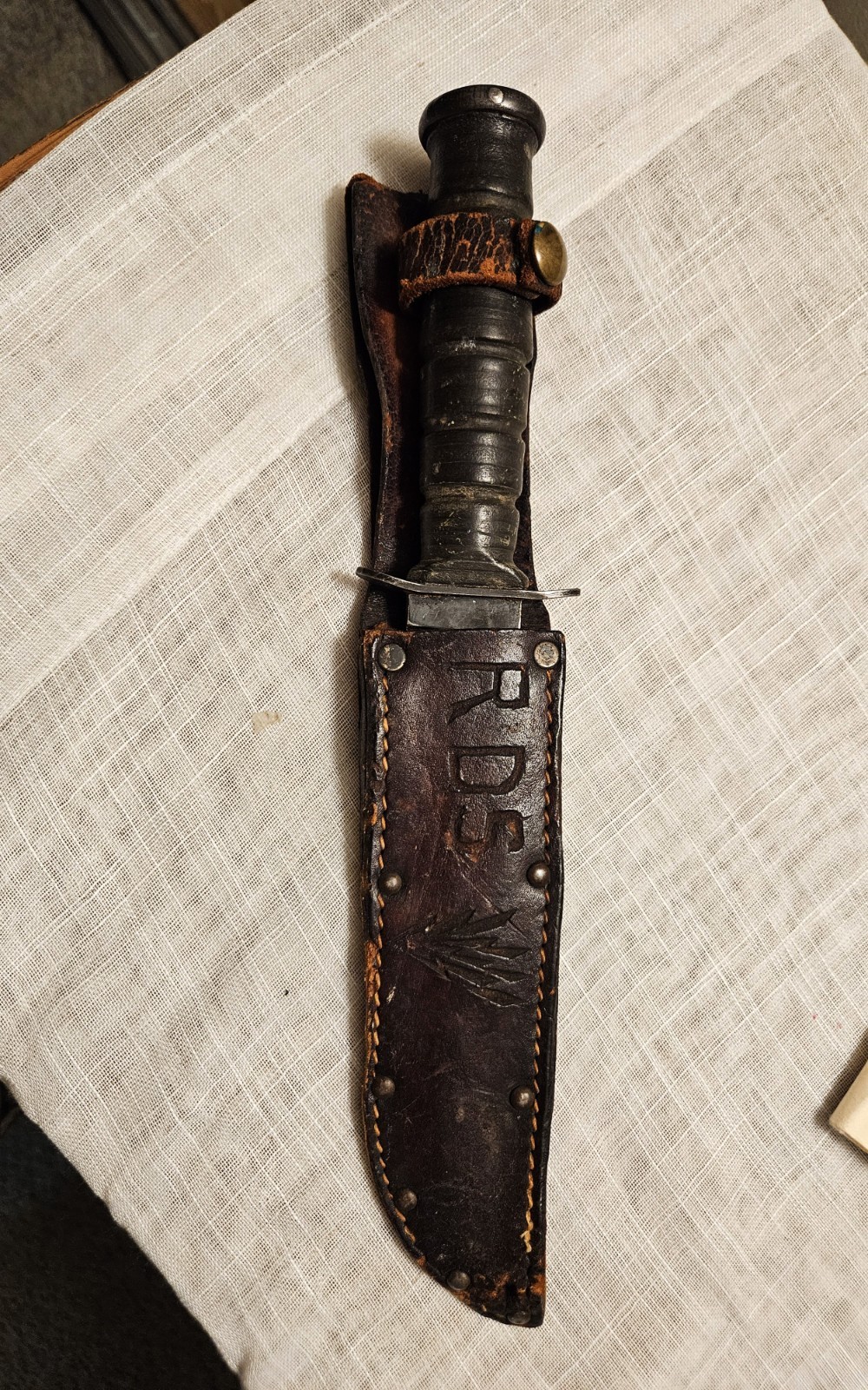 WWII USMC Camillus Fighting Knife Mark 2 KA-BAR Style w/Original Leather Sheath