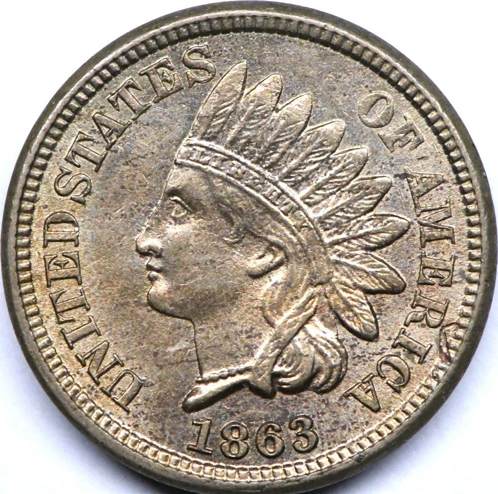 1863 indian head penny in a high grade