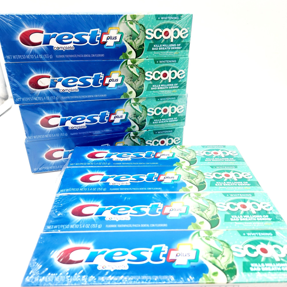 Crest Complete Scope Active Foam Toothpaste 5.4oz 8 Pack Mint Exp 03/26