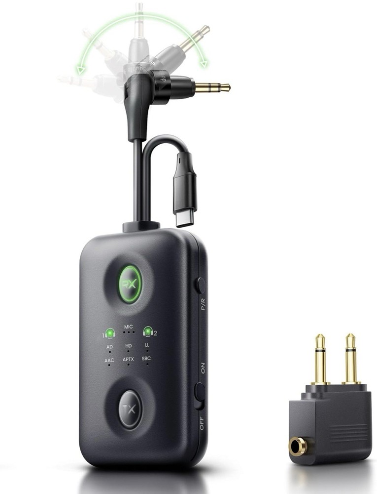 Unique Design Bluetooth 5.4 Transmitter Receiver with Qualcomm aptX For Flight