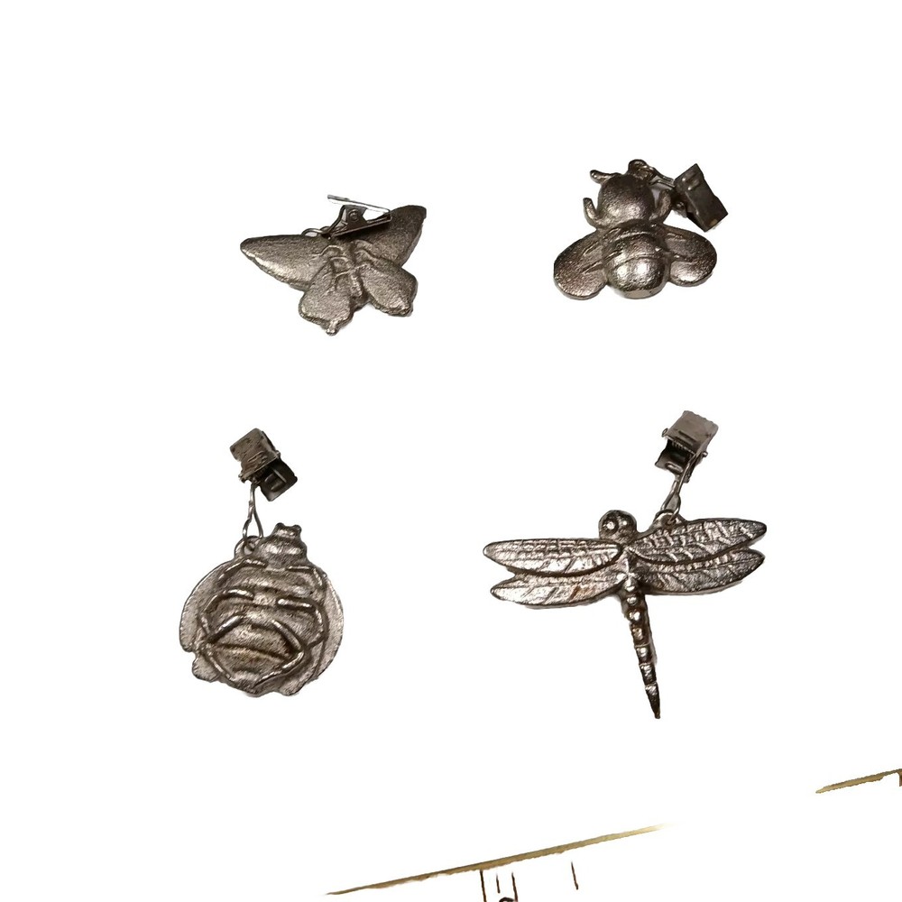 4 Pewter Tablecloth Weights . Garden Insects Solid Heavy Ladybug Bee...
