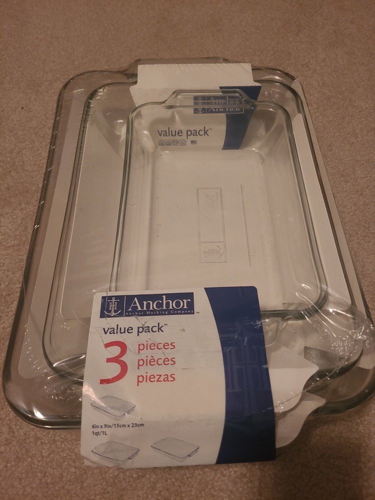 Anchor Hocking Glass Baking Dish Set, 3 Piece Set