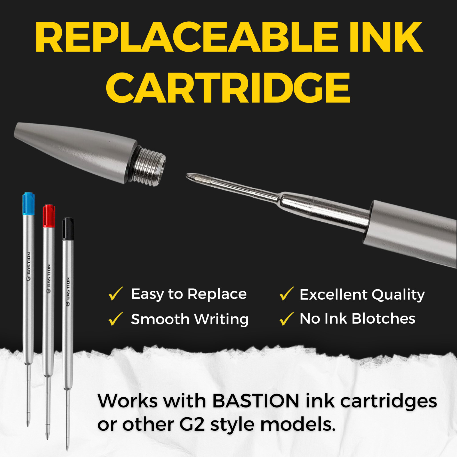 BASTION BOLT ACTION PEN TITANIUM Executive Luxury Metal Ballpoint EDC Fine Pens