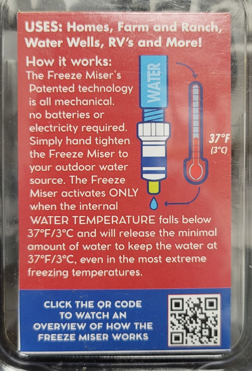 The Freeze Miser® ~ 2 Pack ~ Outdoor Faucet Freeze Protection NEW FREE/FAST SHIP