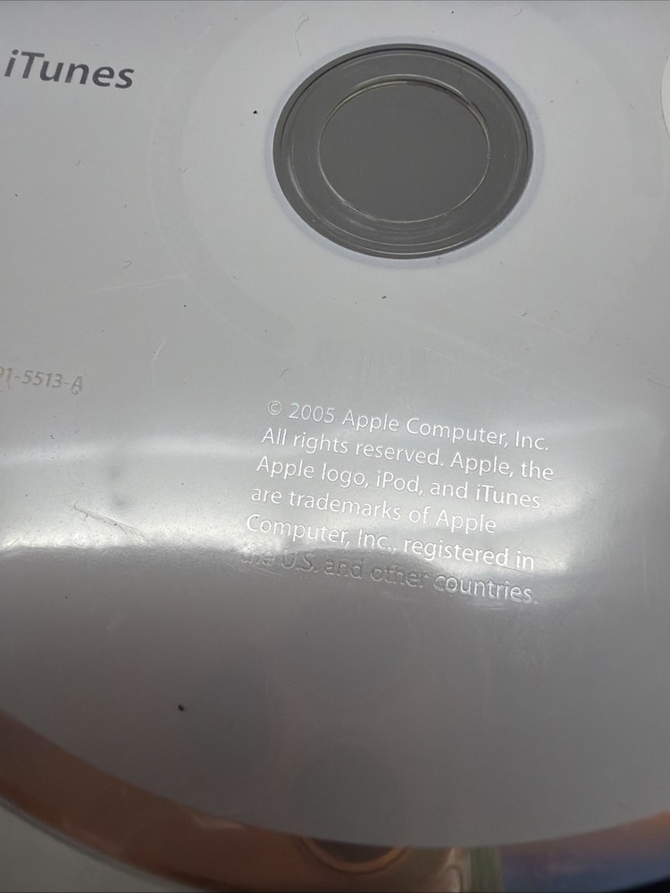 APPLE iPod + iTunes Installation Software CD 2005 2Z691-5513-A Disc Quick Start